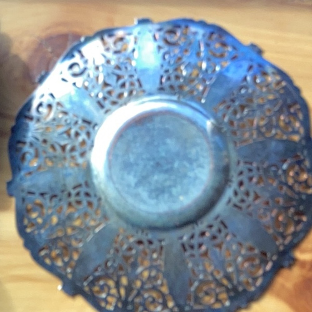 ⚜️ PEWTER CONEFLOWER SILVER VINTAGE ORNATE TRAY 10” Art Nouveau EVC - Picture 13 of 16